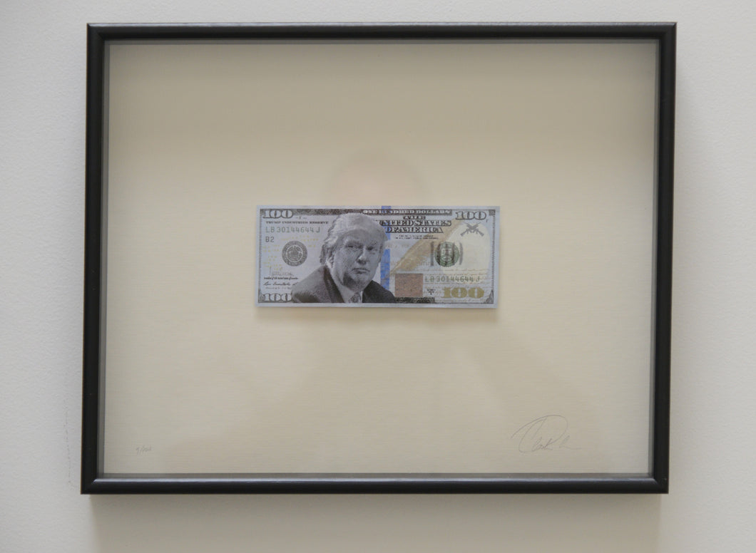 Donald Trump $100 bank bill. Money.