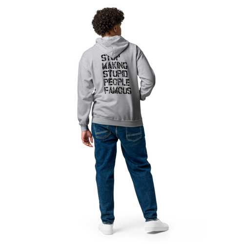 Unisex heavy blend zip hoodie - Stop Making Stupid People Famous