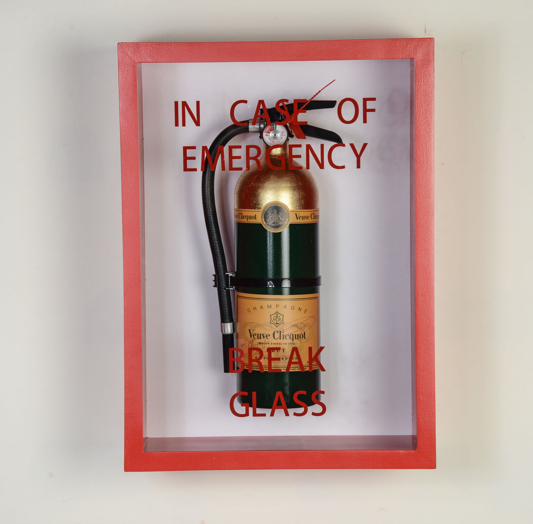 In Case of Emergency Break Glass - Full Size Champagne Fire Extinguisher.