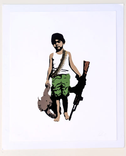 Image of a child soldier - war child, anti war image
