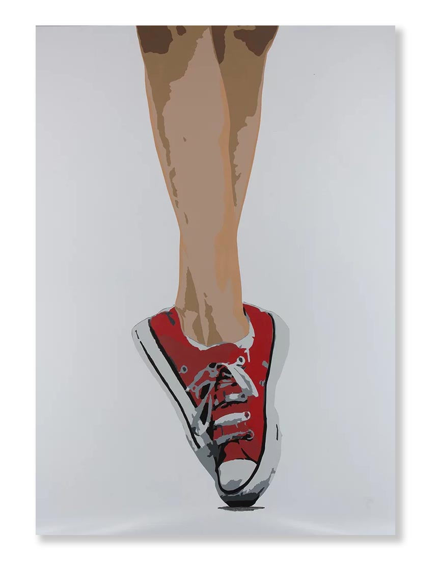 Art canvas - woman's feet standing on toes wearing converse shoes